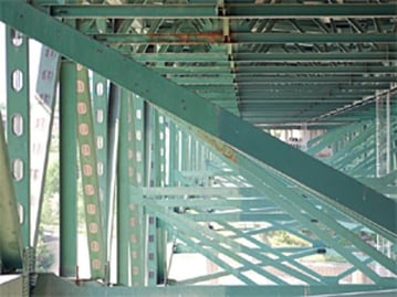 Minneapolis steel truss bridge underside